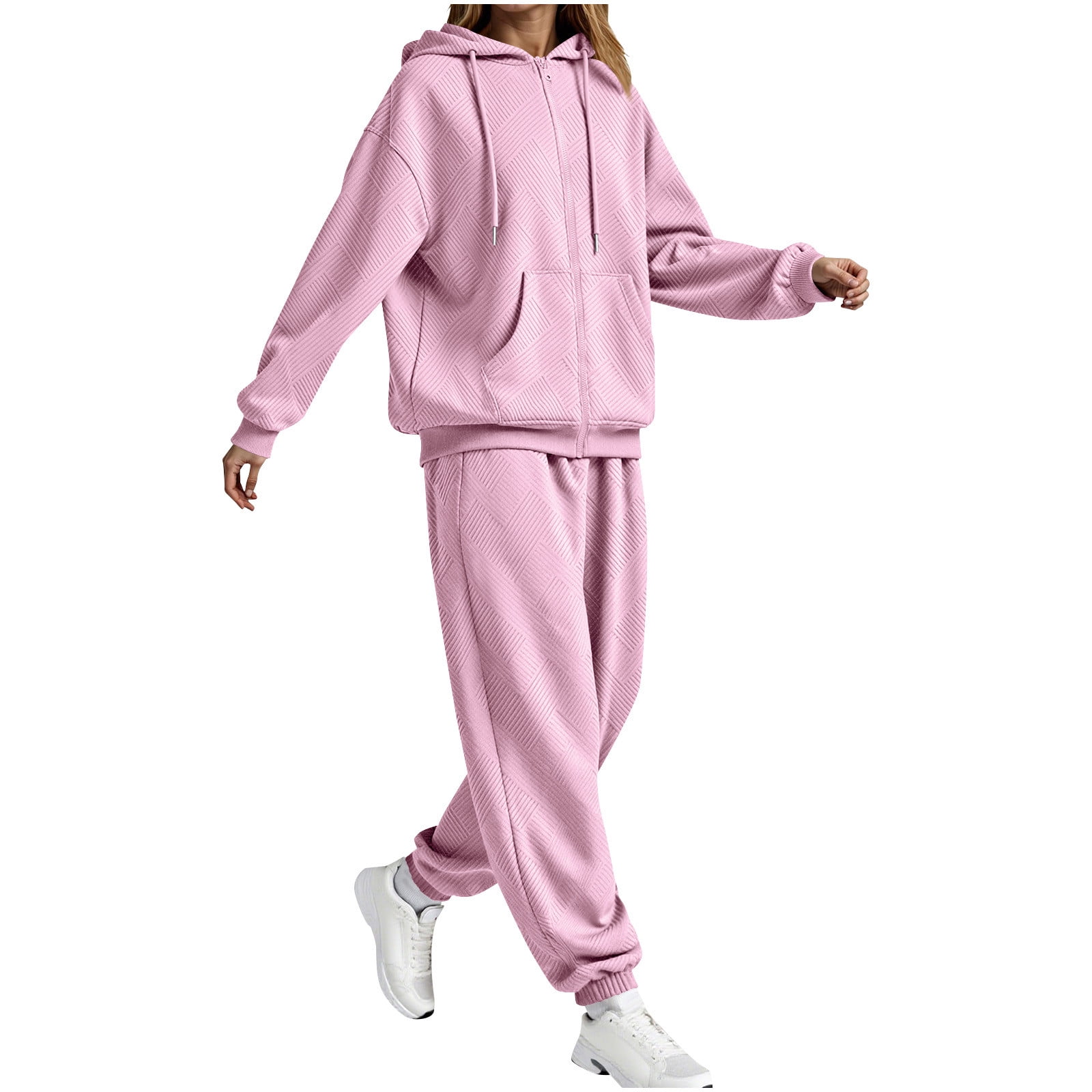 Zip Up Sweatsuits Sets for Women Soft Fleece Long Sleeve Hoodie