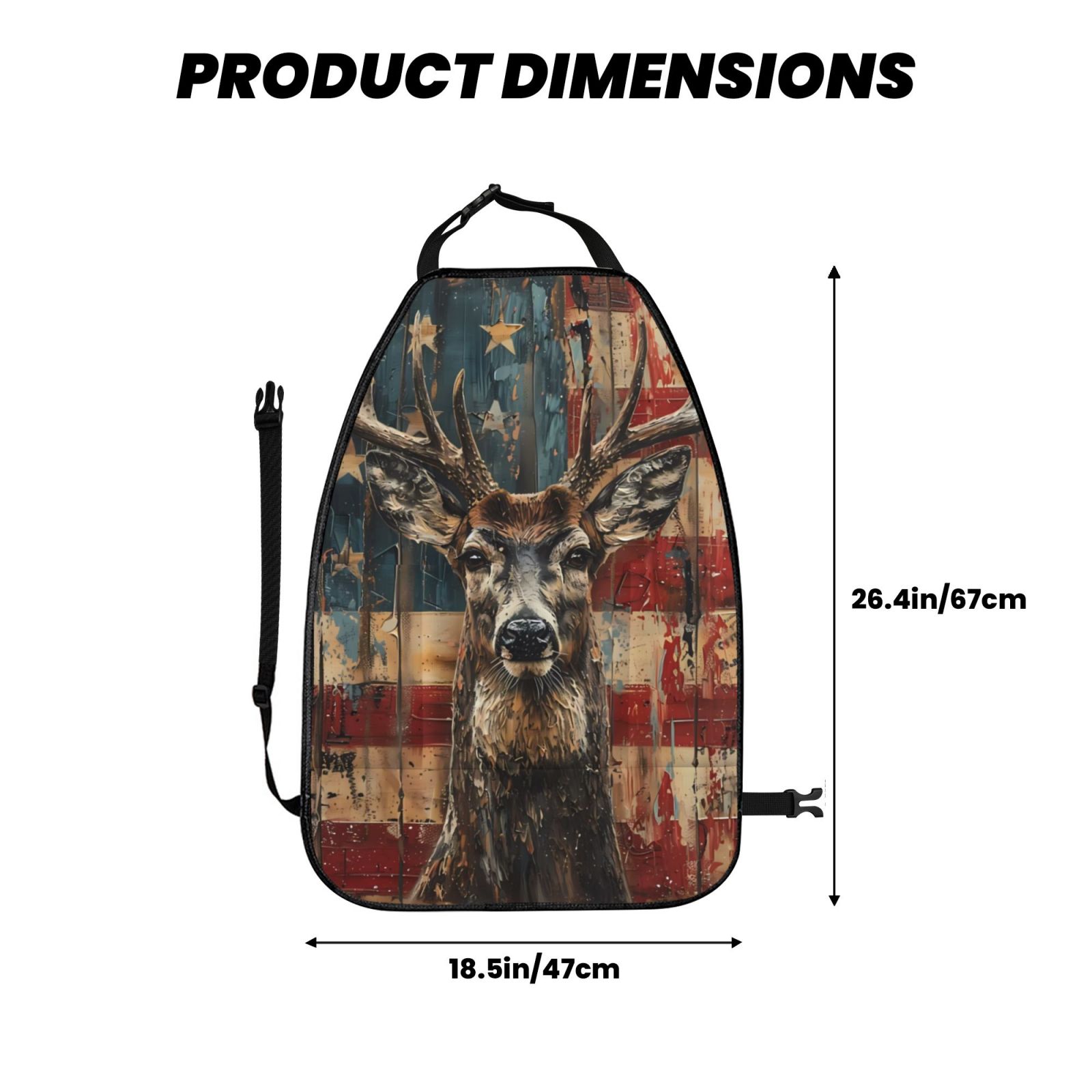 Kdxio American Flag Deer Art Print 2 Pack Car Kick Mat Seat Cover Back Protector Mat with Pockets for Organizer Backseat Protector and Storage Anti Kick Pad for Vehicles