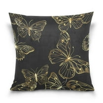 Butterflies Golden Throw Pillow Covers Couch Pillowcases Decor for Bed Sofa 18" x 18"