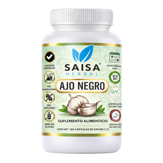 Ajo Negro 120 Cápsulas | Suplemento Alimenticio | Extracto de Origen Natural | Saisa Herbal
