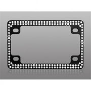 Valor LPF2TK030WIT Double Row Black Metal Motorcycle Frame with White Crystals