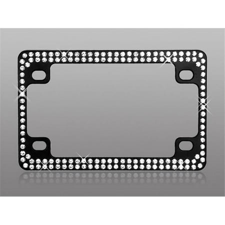 Valor LPF2TK030WIT Double Row Black Metal Motorcycle Frame with White Crystals