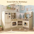 thumbnail image 3 of Gymax Kids Corner Play Kitchen w/Faucet Dishwasher Stoves Coffee Machine Refrigerator, 3 of 10