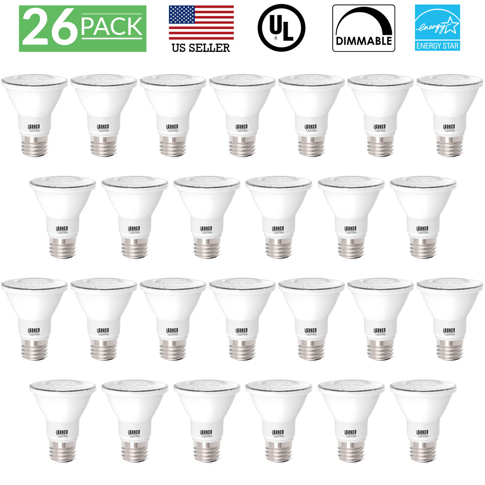 Sunco 26 Pack PAR20 Dimmable Flood LED Light Bulb 7W 5000K, Daylight
