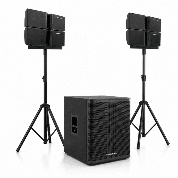 Sistema de audio lineal con subwoofer 18" y 2 satelites 4" 2800w Audiobahn MURDER18X