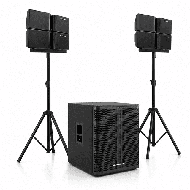 Sistema de audio lineal con subwoofer 18" y 2 satelites 4" 2800w Audiobahn MURDER18X