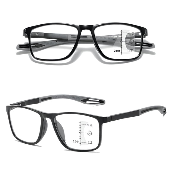 GJX Progressive Multifocus Reading Glasses Blue Light Blocking Computer Readers for Women Men Rectangular Sports Eyewear Lightweight Magnification Presbyopia Eyeglasses