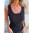 thumbnail image 6 of Womens Sleeveless Square Neck Tank Tops Racerback Workout Top Ribbed Knit Slim Casual Clothes Black L, 6 of 8