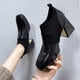 thumbnail image 4 of NECHOLOGY Botas Mujer Adulto Femenino Zapatos Botines para mujer Botines de mujer Panel de cuero de moda Cómodo Punta cuadrada Tacón cuadrado Tacón grueso (Black, 8), 4 of 7