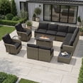 thumbnail image 6 of Clouddwell 13 Piece Outdoor Sectional Set with Swivel Rocker Chairs of 2, Patio Conversation Sets with Fire Pit Table, Black, 6 of 8