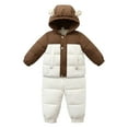 thumbnail image 2 of Letdown Baby Boys Girl Snowsuit Jumpsuit Winter Hooded Romer Puffer Zip Up Rompers Cute Bear Outfits Warm Clothes (Coffee, 9-12 Months), 2 of 3