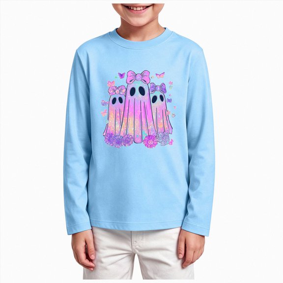 Teen Boys Halloween Shirt for 13t 15t Boys Halloween Ghost T-Shirt Glow In The Dark Long Sleeve T Shirt Toddler to Youth Boys Clothes Size 13-15 Years