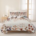 thumbnail image 3 of Twin Quilt Set 68''x86'', Orange Eucalyptus Leaves Lightweight Summer Bedspread Coverlet Set with 2 Pillow Shams, Botanical Fall Rustic Beige Breathable All Season Quilt Bedding for Dorm/Bedroom, 3 of 9