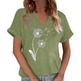 thumbnail image 2 of T Shirts for Women Summer Short Sleeve V Neck Casual Wildflower Graphic Tee Shirt Boho Tops, 2 of 5