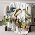thumbnail image 3 of Throw Blanket for Couch Bird Flower Soft Fleece Flannel Blankets Cozy Lightweight Blanket for Home Sofa Living Room Pink Flower Bed Throws 30" x 40", 3 of 9