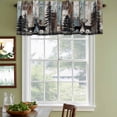 thumbnail image 3 of 2 Pack Valances for Window, Teal Brown Deer Silhouettes Short Curtains for Kitchen Bedroom Living Room, Trees Wooden Retro Art Farmhouse Rod Pocket Small Window Treatment Valance Drapes 42 x 12 Inch, 3 of 8