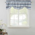 thumbnail image 2 of Tie Up Valances for Windows, Navy Blue Gray Striped Adjustable Valance Curtains Window Treatment for Living Room, Farmhouse Stripes Modern Abstract Art Rod Pocket Kitchen Curtains 42x18 Inch, 2 of 9