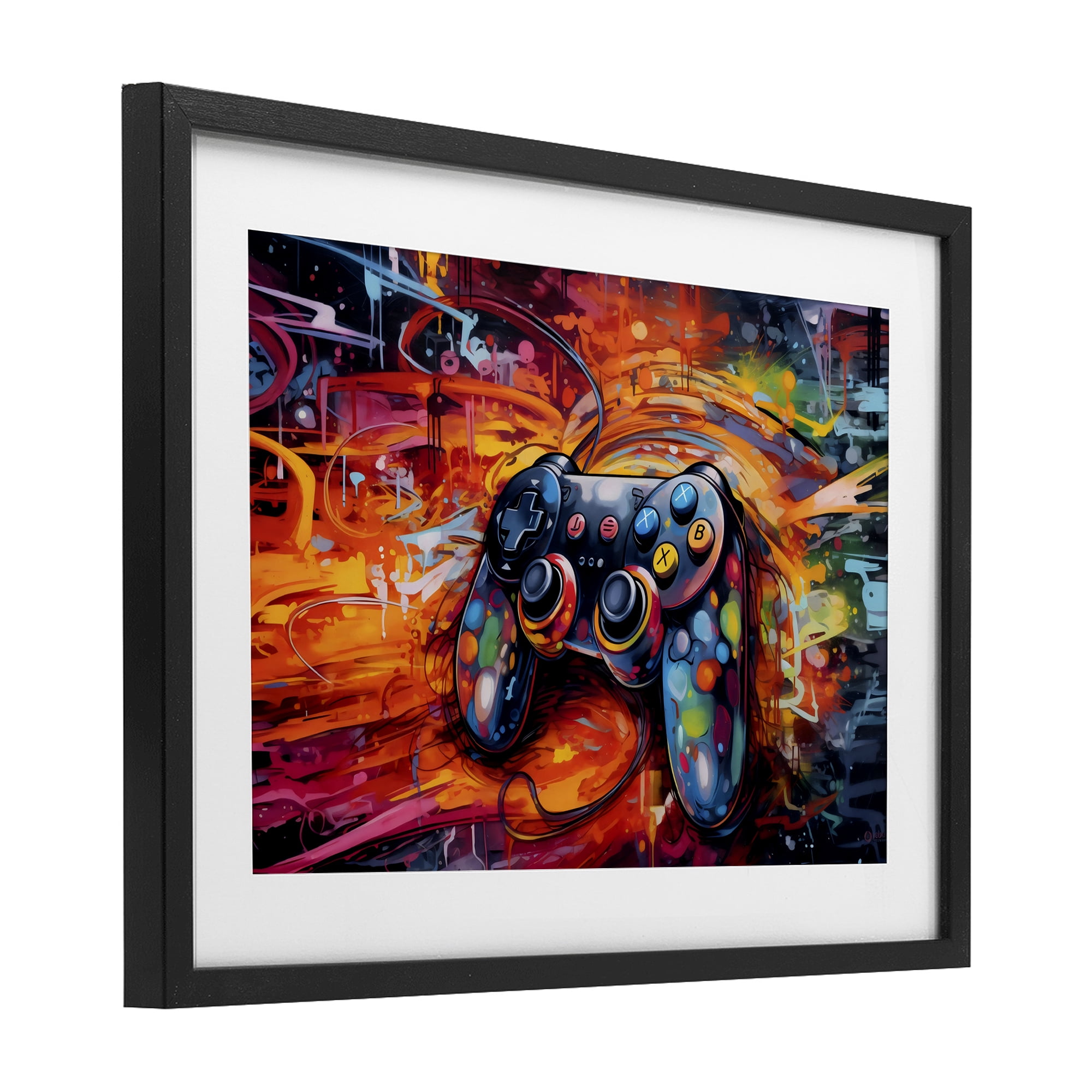 Stupell Industries Gaming Swirl Controller Energy Black Framed Print Under Glass, design by Creative Studio