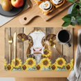 thumbnail image 2 of Farmhouse Cow Placemats Set of 6, Vintage Country Sunflower Brown Wood Placemats for Dining Table, Place Mats for Kitchen Tabletop, Waterproof Wipeable Dining Table Mats Set, 2 of 9