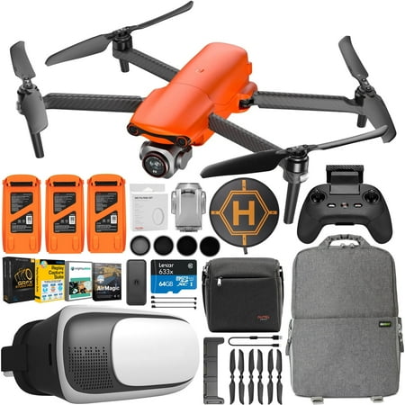 Autel Robotics EVO Lite+ Premium Elite Content Creator Drone Quadcopter (Orange) 20MP & 6K Video Triple Battery and ND Filters Bundle with Deco Gear Backpack + FPV VR Headset + Landing Pad & Software