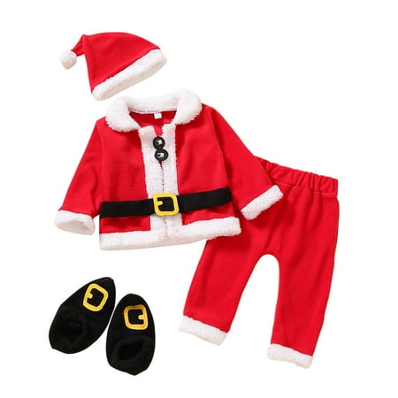

Odeerbi Baby Boy Girl Clothes Toddler Outfit Newborn Infant Christmas Winter Christmas Romper With Christmas Hat Cute Christmas Three-piece Set Red