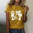 thumbnail image 2 of Women's Game Day Shirts Funny Sequin Football Hearts Graphic Short Sleeve Tops Summer Trendy Crew Neck Casual Workout Tees Z003-Gold XL, 2 of 5