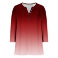 thumbnail image 6 of ZUKMRJPC Women's Casual 3/4 Sleeve T Shirts Gradient Color Button V Neck Tunic Shirts Loose Fit Comfortable Cotton Basic Tee Tops, 6 of 9