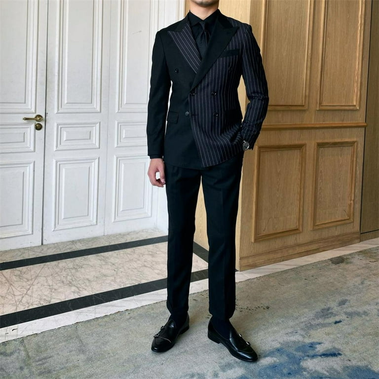 British Striped Double Breasted Suit Men - Walmart.com
