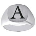 thumbnail image 2 of Solid 10K White Gold Initial Letter A Statement Pinky Signet Ring 14.50mm Band, 2 of 6