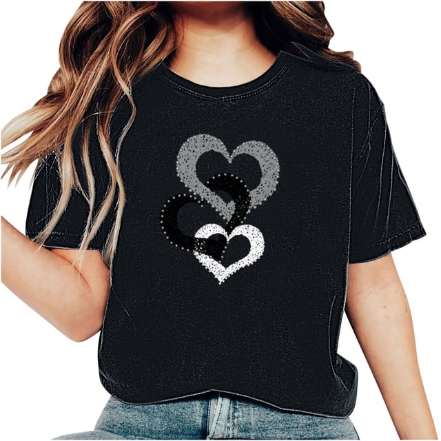 Chemises pour Femmes, Shorts pour Femmes, T-Shirt à Manches Courtes Imprimé Col Rond Décontracté Ample, Chemises à Manches Courtes pour Femmes, Chemises à Manches Courtes pour Femmes