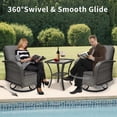 thumbnail image 4 of 3 Piece Patio Furniture Set, 2 Outdoor Swivel Rocking Chairs with Side Table, Thick Cushions Wicker Glider Chairs, All-Weather Gray Rattan Bistro Set for Porch, Deck, Pool (Gray), 4 of 9