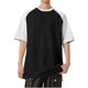 thumbnail image 2 of Blusas y camisas de manga corta y cuello redondo para hombre, blusas casuales de bloque de color con mangas raglán y cuello redondo conciso para hombre., 2 of 5