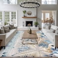 thumbnail image 3 of Blue Beige Coastal Area Rugs 5'x7', Small Throw Rugs for Laundry Room Playroom, Beach Starfish Summer Eucalyptus Vintage Indoor Outdoor Rug Non-Slip Low Pile Carpet Runner Reversible Floor Mats, 3 of 8