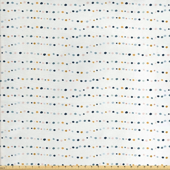 Ambesonne Abstract Geometry Fabric by the Yard Upholstery, Minimal Dots Art, 10 Yards, White Multicolor