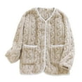 thumbnail image 2 of FDGIU Women's Fleece Pajama Jacket‌, Oversized V-Neck Cardigan Coat with Pockets, Cozy Winter Sleepwear & Loungewear, 2 of 3