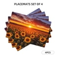 thumbnail image 3 of Placemats Set of 4 / 6, Sunset Golden Sunflower Field Placemats for Dining Table Indoor/Outdoors Heat Resistant Washable Placemats 18" x 12", 3 of 8