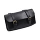 thumbnail image 2 of Bolsa delantera para manillar de bicicleta, pequeña bolsa de almacenamiento retro de PU, bolsa delantera plegable Negro, 2 of 9