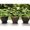 thumbnail image 4 of Set of 2 Large Combination Rustic Look Plastic Planter with Set of 2 Tray/Saucers Heavy Duty Base, Flowerpot Nursery for Garden Patio Office Ornaments Home Decor Long Lasting Reusable Light Weight, 4 of 4