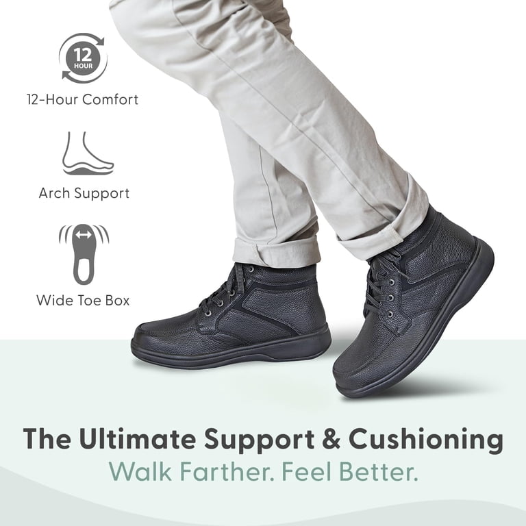 Orthofeet Highline Shoes Mens Black Leather Boots Size 12 4E Double Wide Men main image 4