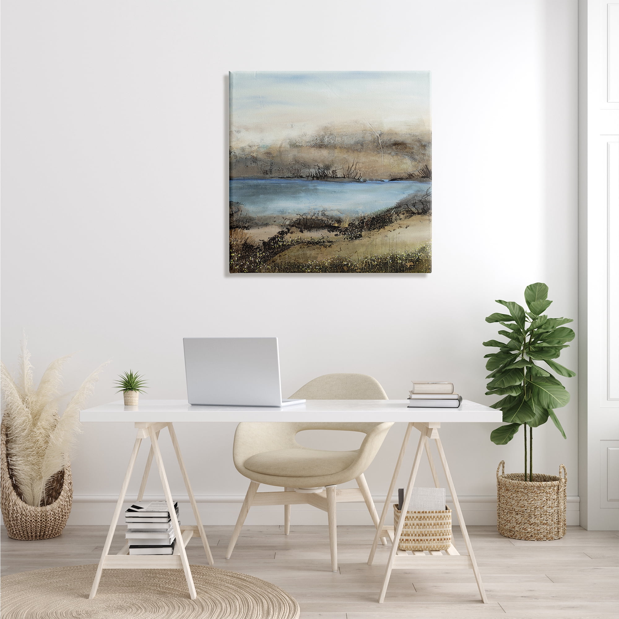 Stupell Industries Rustic Pond Water Abstract Muddy Surrounding Landscape Abstract Painting Gallery Wrapped Canvas Print Wall Art, 30 x 30