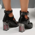 thumbnail image 3 of SCHUHLAND Women's Rose Clear Heels Pumps, Patent Leather Pointed Toe, Metal Buckle Ankle Strap, Punk Style, 3 of 16