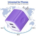 thumbnail image 2 of ABCPOW USB Wall Charger,USB Charger Block Adapter,2.1A/2PACK Dual Port Fast Charging Station Power Base Charger Block Plug for iPhone Wall Charger,Purple, 2 of 6