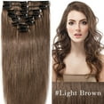 thumbnail image 3 of SEGO Clip in Hair Extensions 100% Real Remy Human Hair Full Head Straight Balayage Hair 8-24 inch, 3 of 10