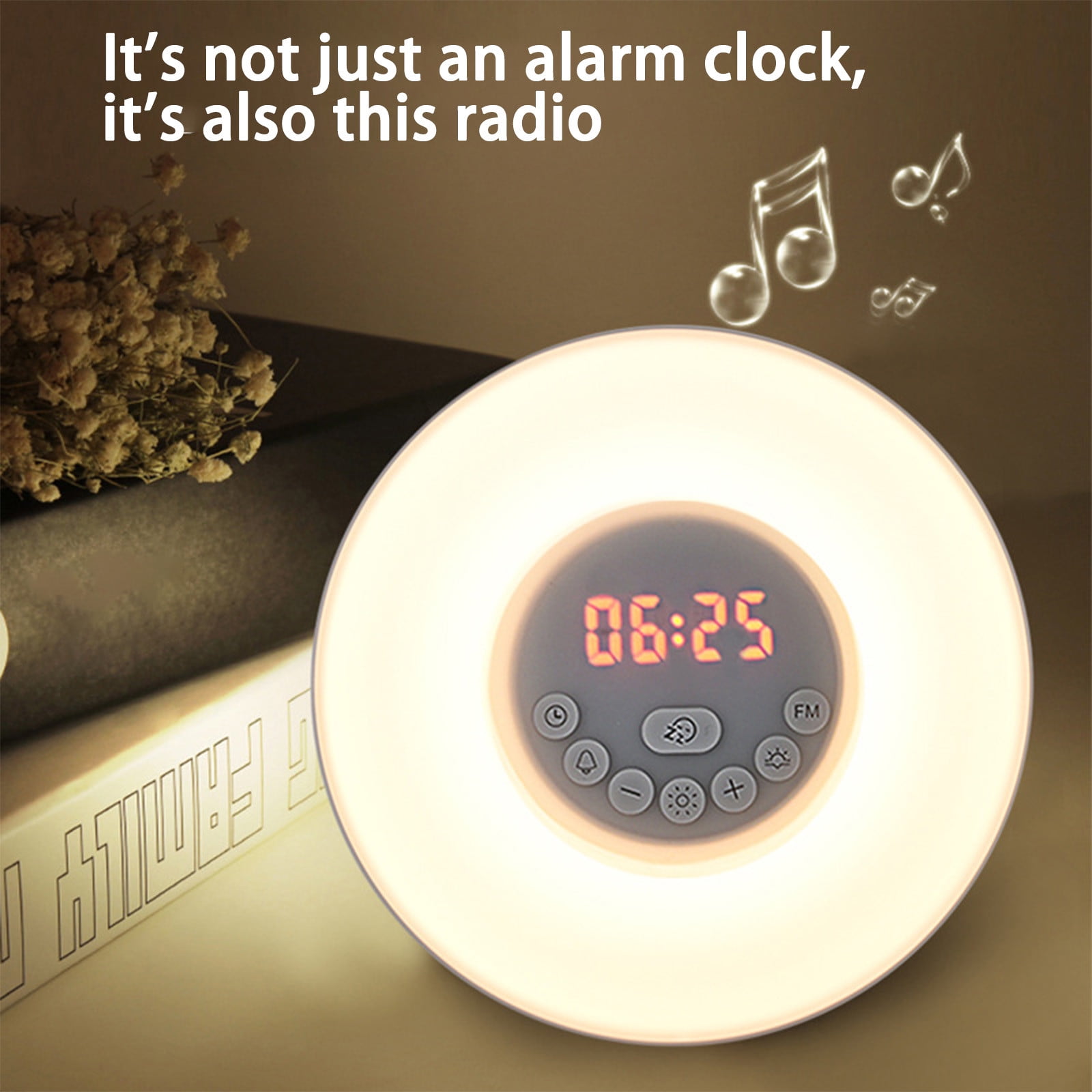 lulshou Smart Multifunction Natural Wake Up Light Simulate Sunrise Natural Wake Up with Clock Alarm Clock FM Radio Alarm Clocks for Bedrooms