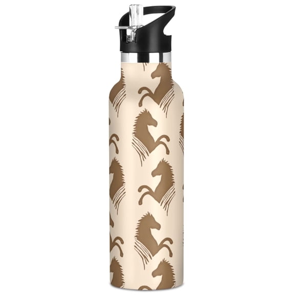 ALAZA Horses Pattern Stainless Steel Water Bottle Vacuum Insulated Leak-Proof Tumbler with Straw Handle 20oz