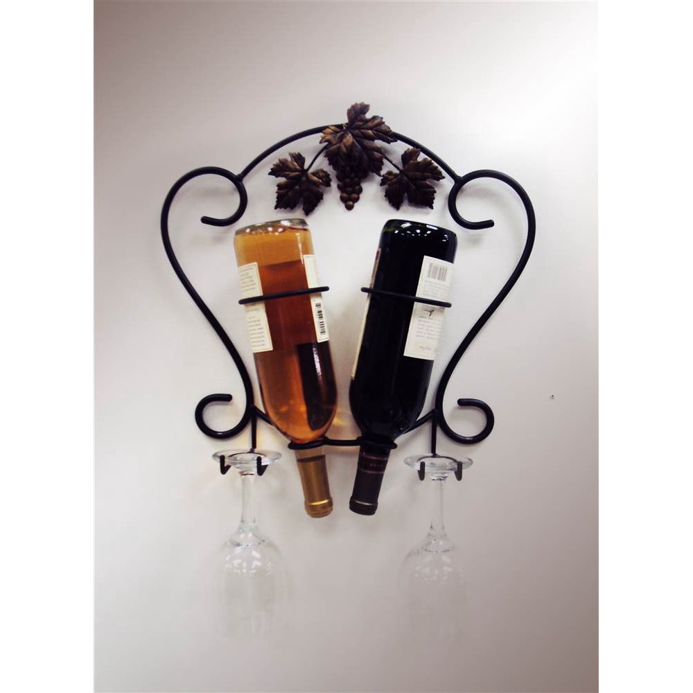 Two Wine Bottle and Glass Holder