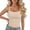 Beige, variant on Compression Tank Top for Women Scoop Neck Solid Spaghetti Strap Shirts Slim Fit Summer Casual Camisole Tops Beige Free Size