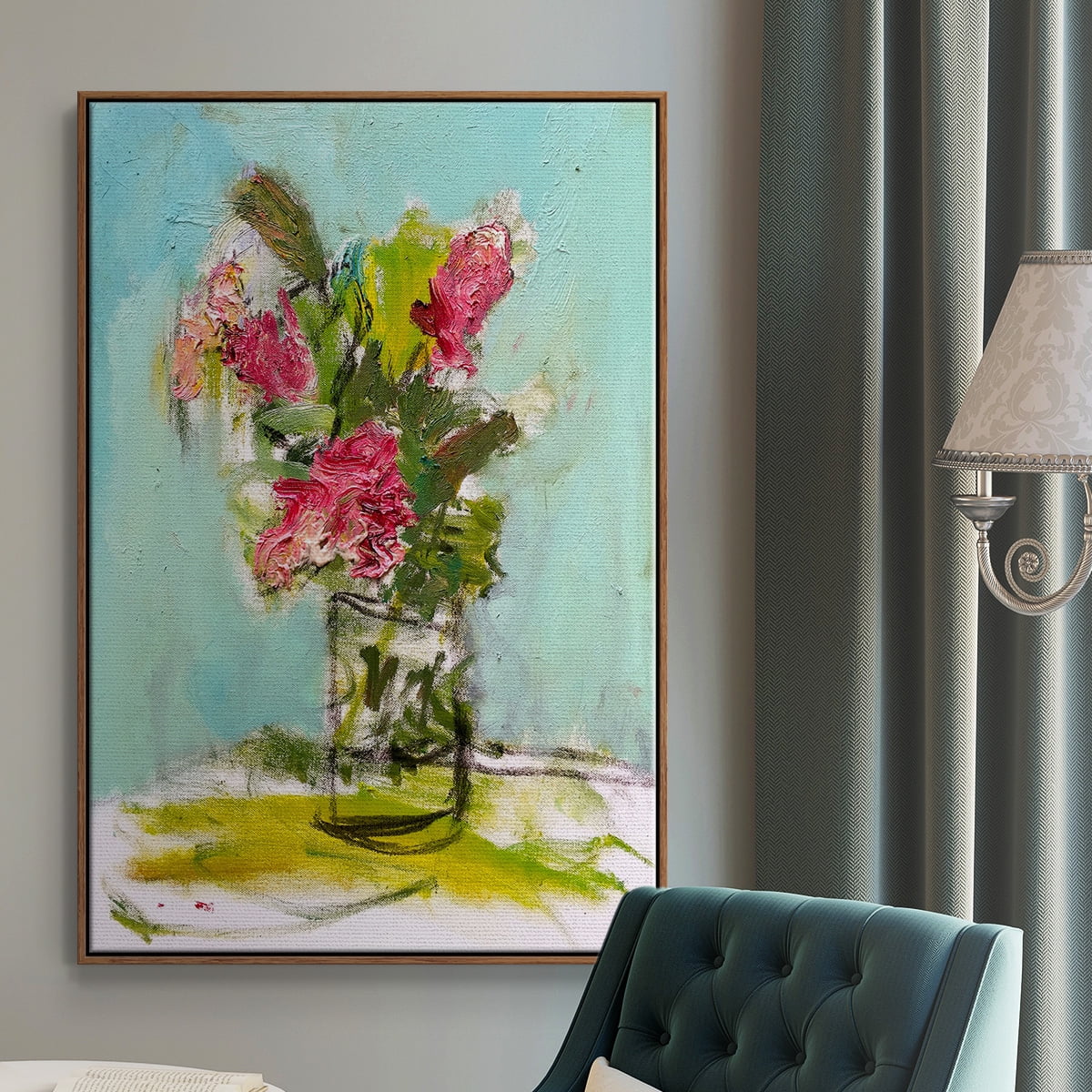 TURQUOISE LILLY Framed Premium Gallery Wrapped Canvas - Ready to Hang