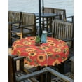 thumbnail image 2 of Outdoor Tablecloth with Umbrella Hole and Zipper 60R Summer Vintage Sunflowers Red Background Table Cover for Round Tables Waterproof Tabletop Collection for Patio Garden Picnic Camping, 2 of 6