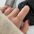 thumbnail image 3 of Womens Titanium Steel Double Layer Ring Geometric Design V Shaped Jewelry For Everyday Wear Fashion Essentials, 3 of 6